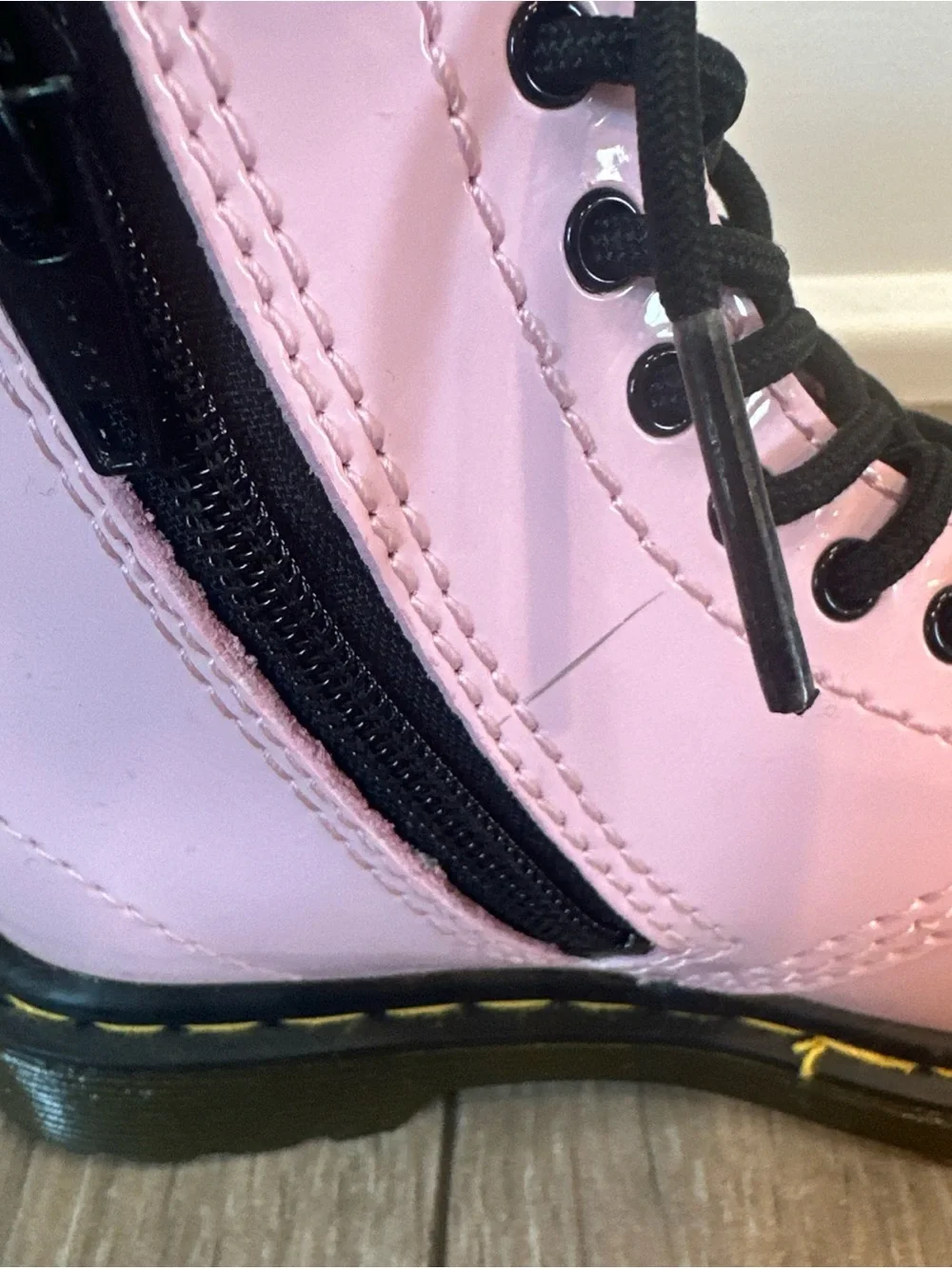 Dr. Martens Kids Pink Patent Lace-Up Boots